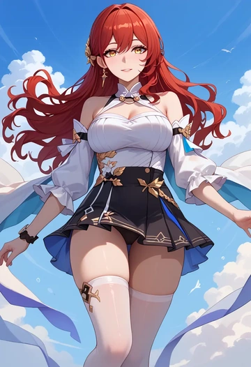 star rail,himeko,mini skirt, stockings  - AI generated anime art