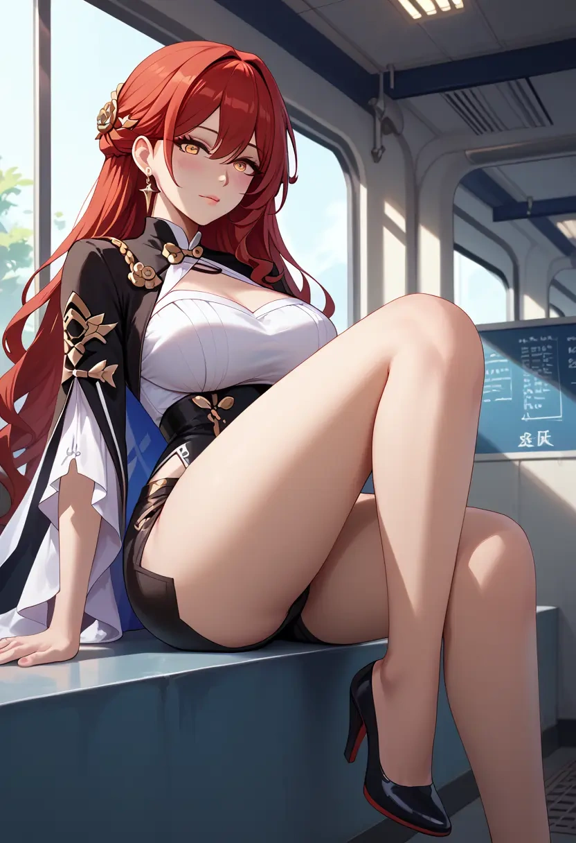 star rail,himeko,leather,shorts  - 