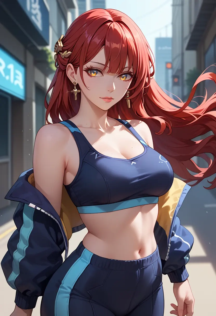 star rail,himeko,athletic,track suit  - 