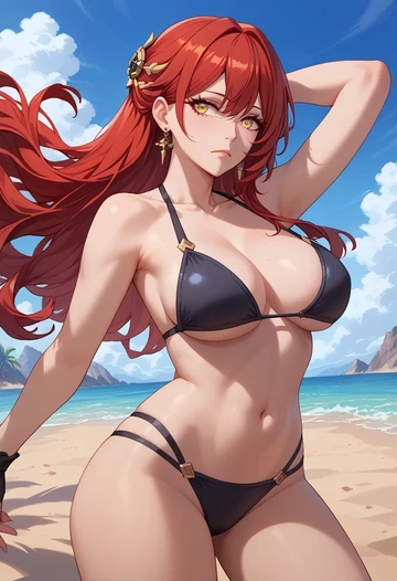 star rail,himeko,black bikini  - AI generated anime art