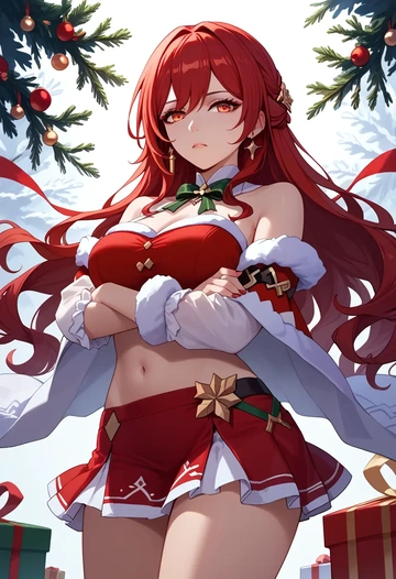 star rail,himeko,Christmas,skirt  - AI generated anime art