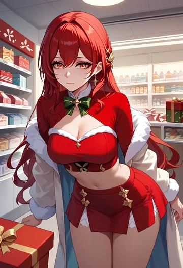 star rail,himeko,Christmas,skirt  - AI generated anime art