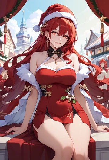 star rail,himeko,Christmas,red velvet dress  - AI generated anime art