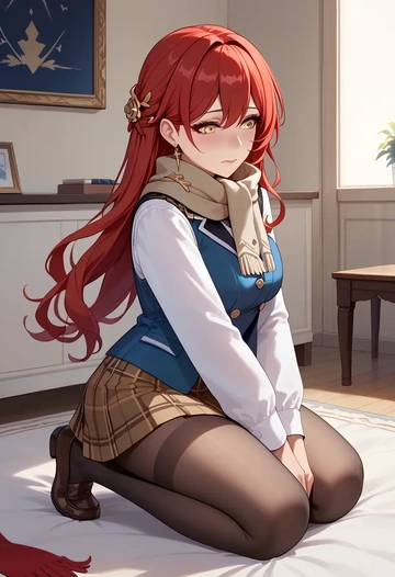 star rail,himeko,winter,student uniform,vest  - AI generated anime art