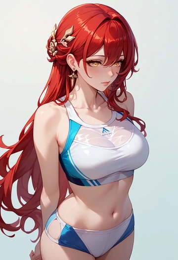 star rail,himeko,tankini top,board shorts  - AI generated anime art