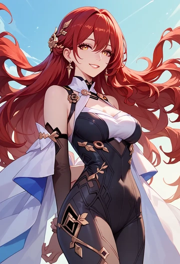 star rail,himeko,black widow bodysuit,spiderweb cape,leather gloves  - AI generated anime art