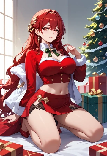 star rail,himeko,Christmas,skirt  - AI generated anime art