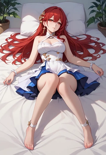 star rail,himeko,silk slip dress  - AI generated anime art