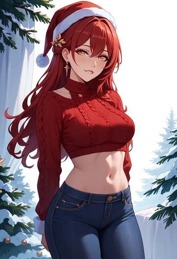 star rail,himeko,Christmas  - AI generated anime art