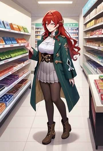 star rail,himeko,winter,student uniform,duffle coat  - AI generated anime art