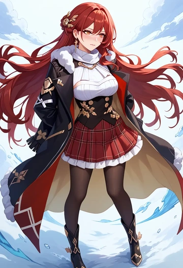 star rail,himeko,winter,student uniform,fur-collared jacket  - AI generated anime art