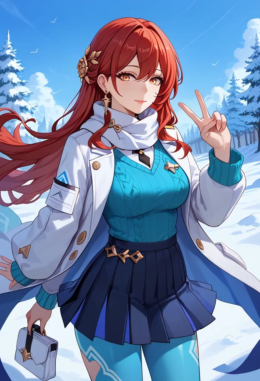 star rail,himeko,winter,student uniform,puffer jacket  - 