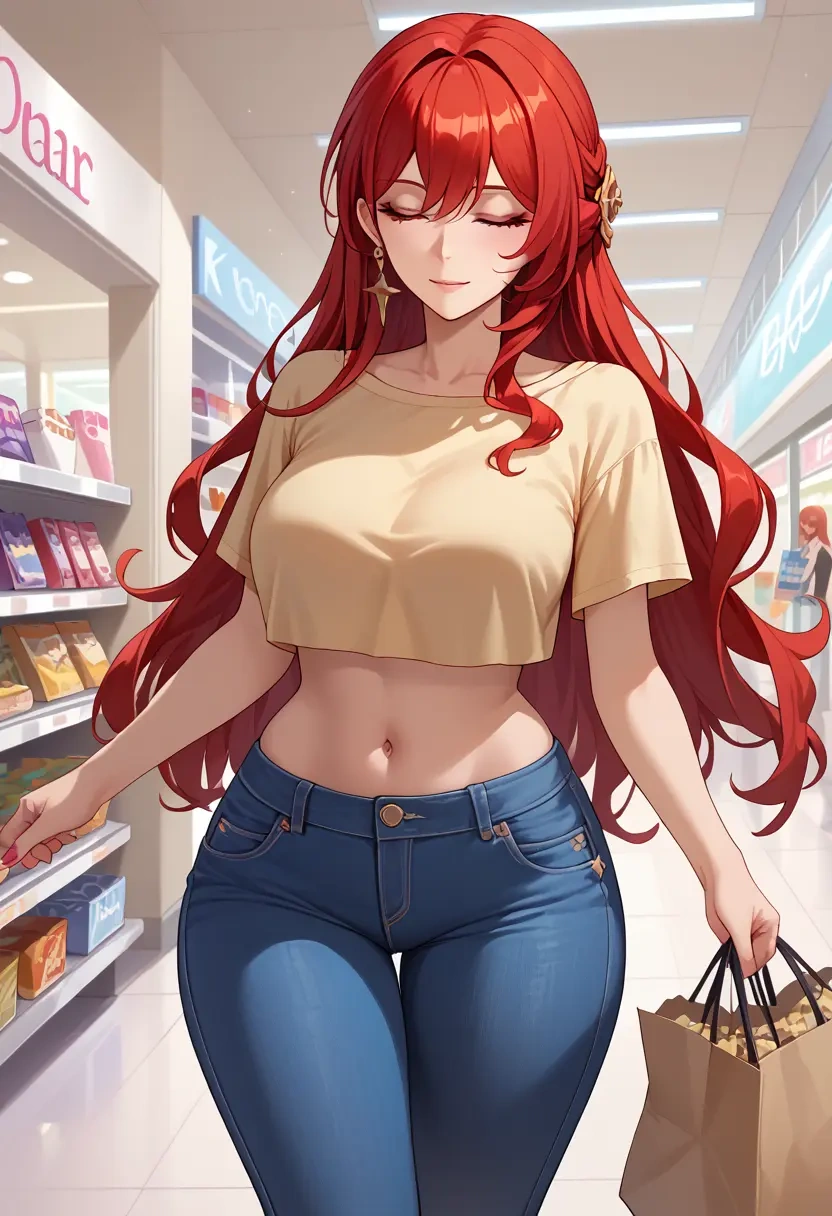 star rail,himeko,crop top  - 