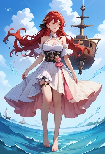 star rail,himeko,silk slip dress  - AI generated anime art