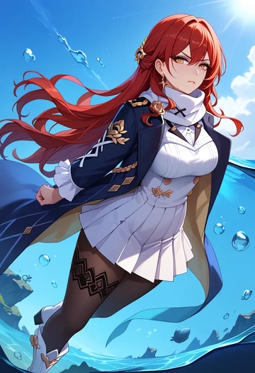 star rail,himeko,winter,student uniform,puffer coat  - AI generated anime art