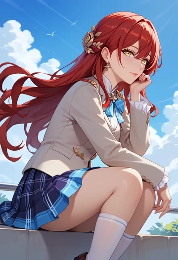 star rail,himeko,spring,student uniform,blazer  - AI generated anime art