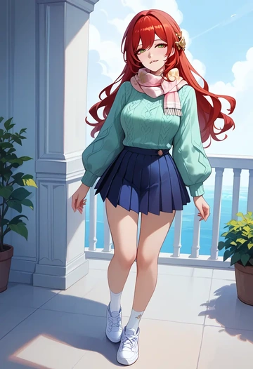 star rail,himeko,spring,student uniform,knit sweater  - AI generated anime art