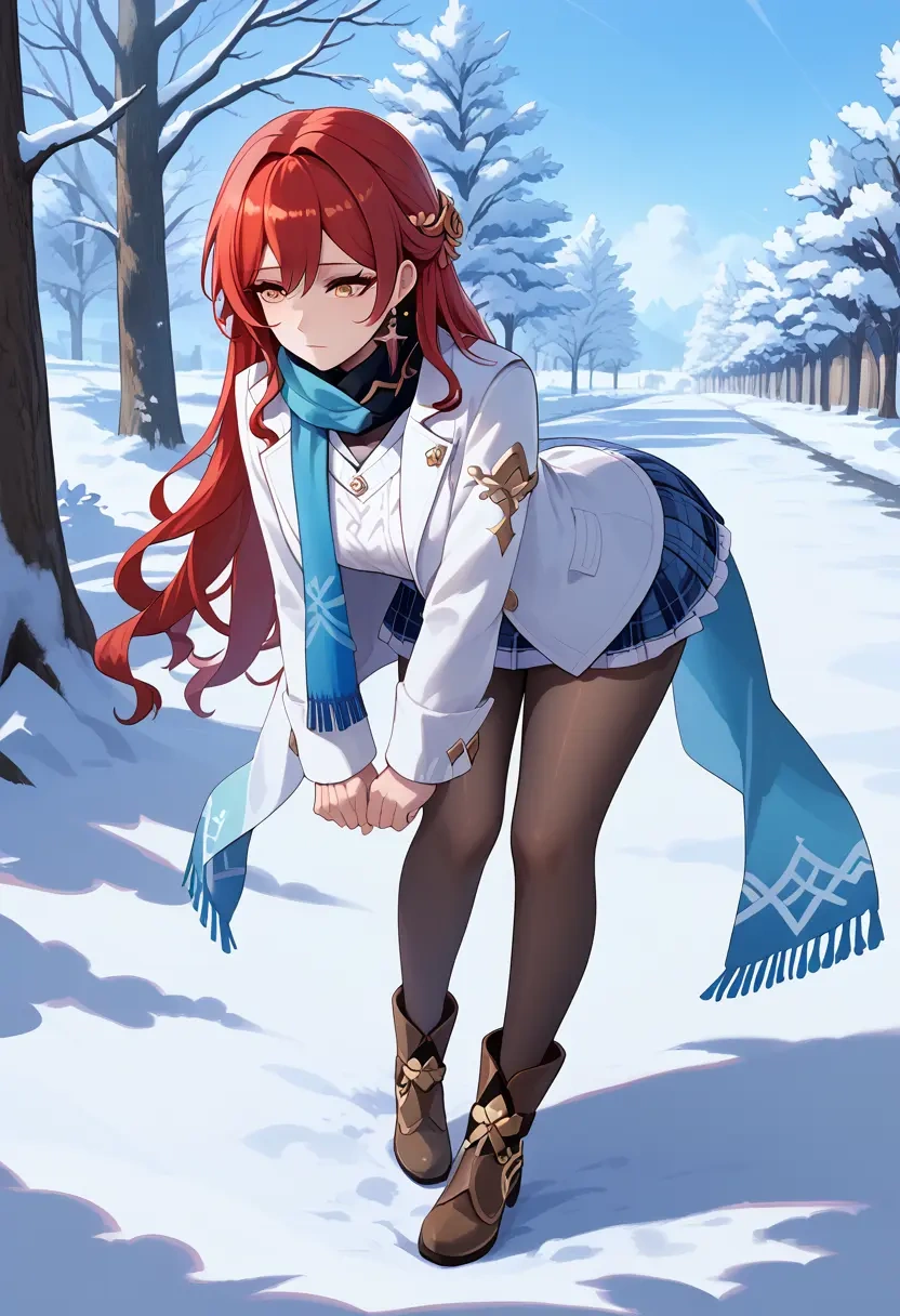 star rail,himeko,winter,student uniform,down jacket  - 