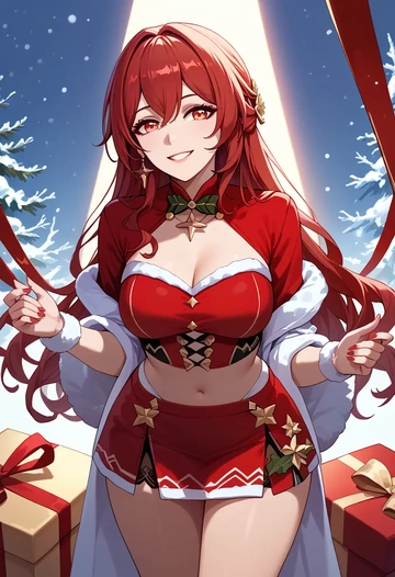 star rail,himeko,Christmas,skirt  - AI generated anime art