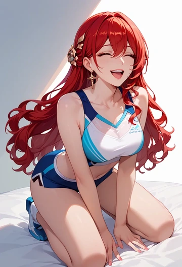 star rail,himeko,tankini top,board shorts  - AI generated anime art