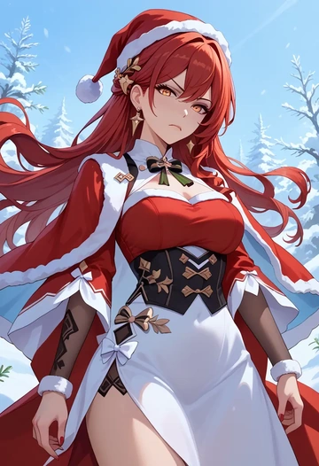 star rail,himeko,Christmas,red velvet dress  - AI generated anime art