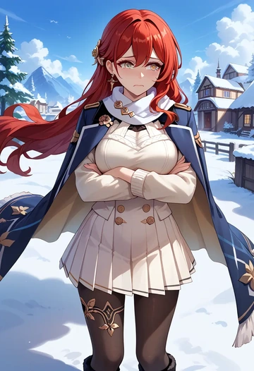 star rail,himeko,winter,student uniform,puffer coat  - AI generated anime art