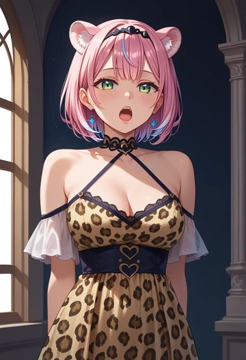 hololive,himemori_luna,leopard print,silk slip dress  - AI generated anime art