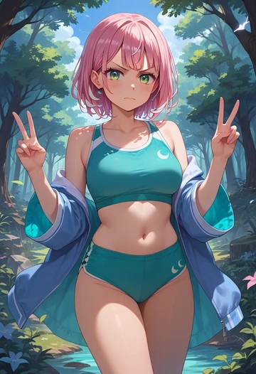 hololive,himemori_luna,tankini top,board shorts  - AI generated anime art