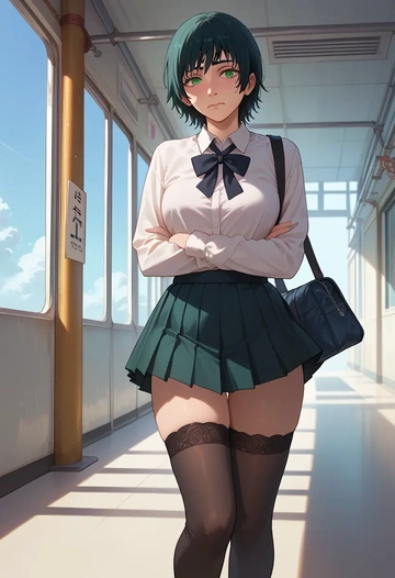 chainsaw_man,himeno_(chainsaw_man),jk uniform, stockings  - AI generated anime art