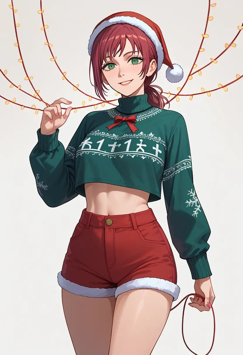 chainsaw_man,himeno_(chainsaw_man),Christmas,red velvet shorts  - 