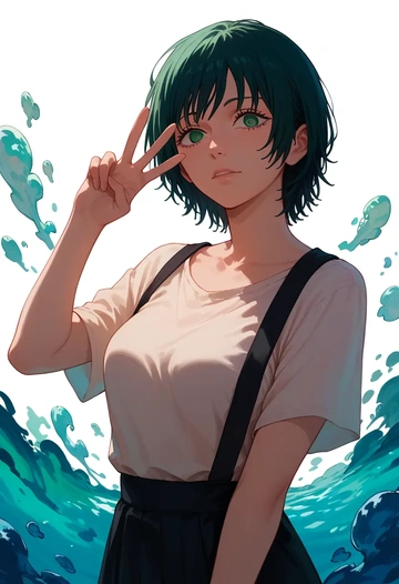 chainsaw_man,himeno_(chainsaw_man),abstract art blouse,dolphin shorts  - AI generated anime art