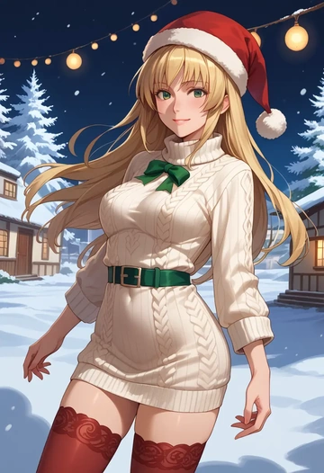 rozen_maiden,hinaichigo,Christmas,sweater dress,stockings  - AI generated anime art