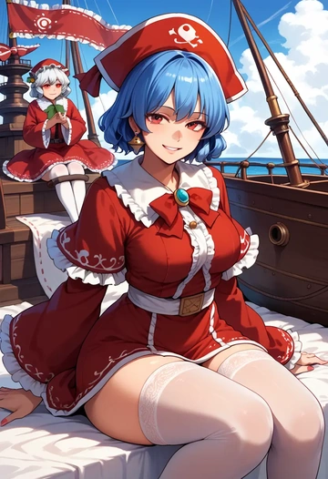 touhou,hinanawi_tenshi,Christmas,sexy, stockings,  - AI generated anime art