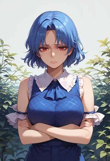 touhou,hinanawi_tenshi,sleeveless top,bike shorts  - AI generated anime art