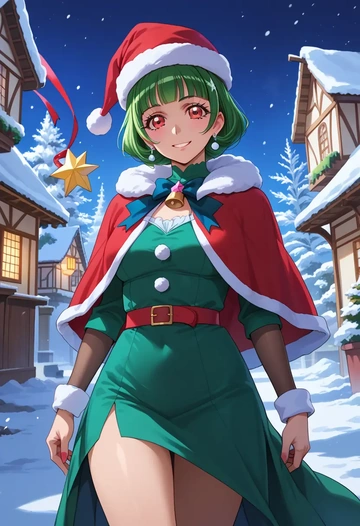 precure,hino_akane_(smile_precure!),Christmas,dress  - AI generated anime art