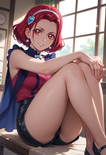 precure,hino_akane_(smile_precure!),leather,shorts  - AI generated anime art