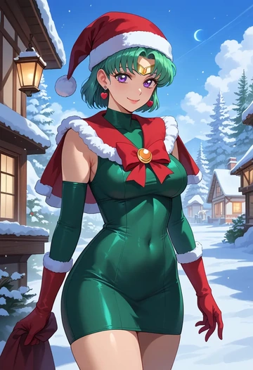 bishoujo_senshi_sailor_moon,hino_rei,Christmas,dress  - AI generated anime art