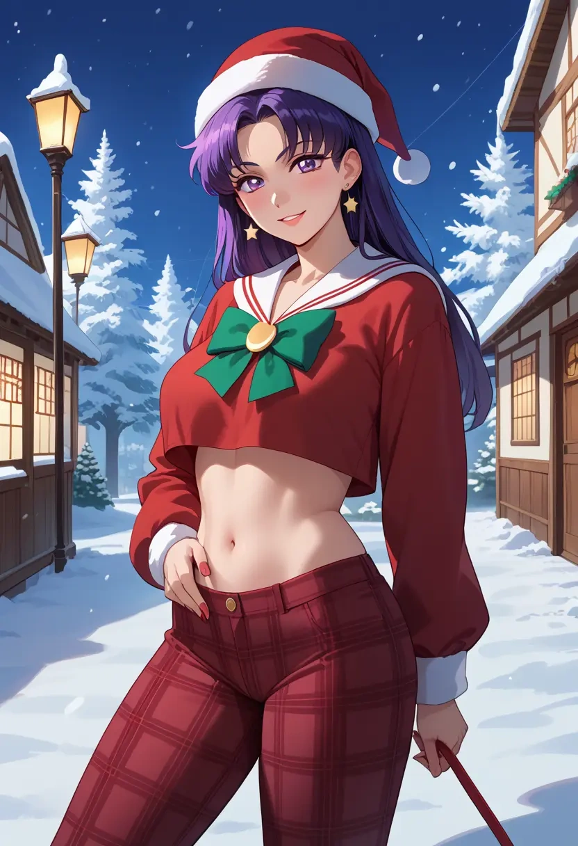 bishoujo_senshi_sailor_moon,hino_rei,Christmas,plaid trousers  - 