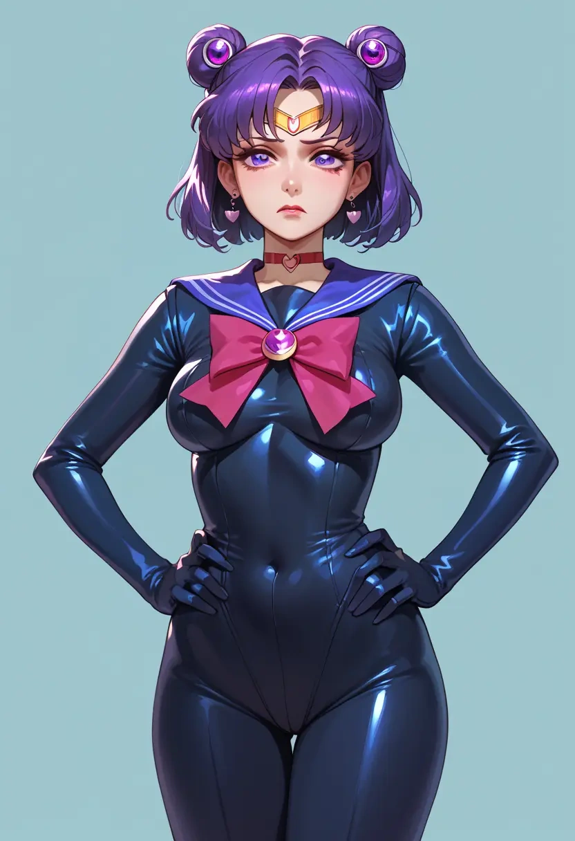 bishoujo_senshi_sailor_moon,hino_rei,black widow bodysuit,spiderweb cape,leather gloves  - 