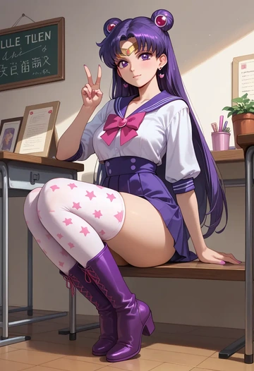 bishoujo_senshi_sailor_moon,hino_rei,shirt dress,belted,stockings  - AI generated anime art