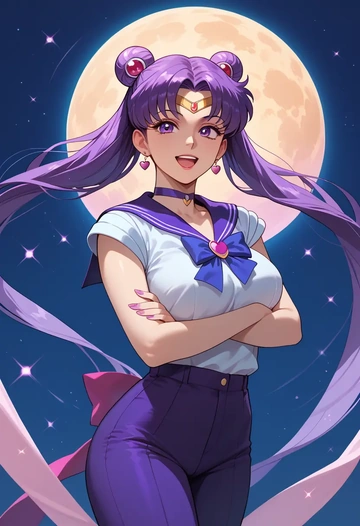 bishoujo_senshi_sailor_moon,hino_rei,pants,wide-leg,strappy top  - AI generated anime art