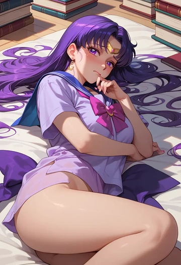 bishoujo_senshi_sailor_moon,hino_rei,tie-dye shirt,dolphin shorts  - AI generated anime art