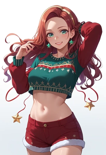 k-on!,hirasawa_ui,Christmas,red velvet shorts  - AI generated anime art