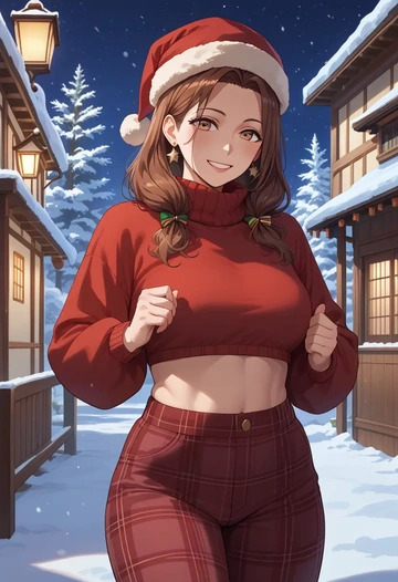 k-on!,hirasawa_ui,Christmas,plaid trousers  - AI generated anime art