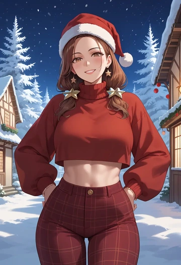 k-on!,hirasawa_ui,Christmas,plaid trousers  - AI generated anime art