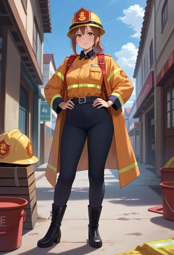 k-on!,hirasawa_yui,firefighter  - AI generated anime art