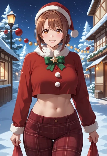 k-on!,hirasawa_yui,Christmas,plaid trousers  - AI generated anime art