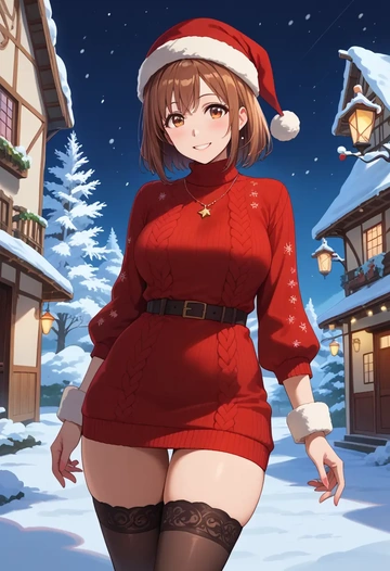 k-on!,hirasawa_yui,sweater,stockings,Thigh garters  - AI generated anime art