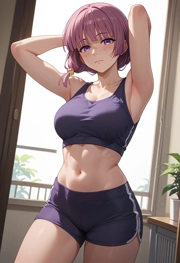 bocchi_the_rock!,hiroi_kikuri,yoga shorts  - AI generated anime art