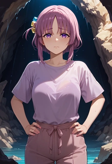 bocchi_the_rock!,hiroi_kikuri,tie-dye shirt,dolphin shorts  - AI generated anime art